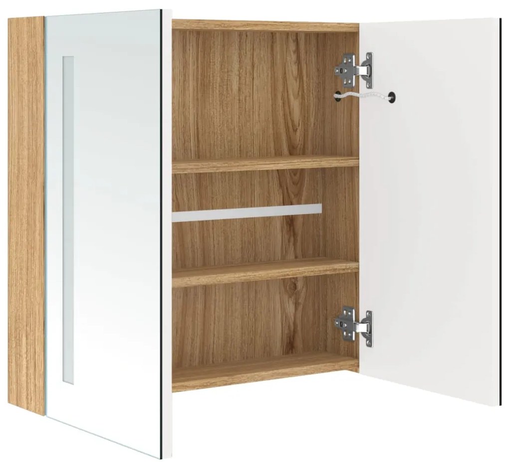 vidaXL Καθρέφτης Μπάνιου με Ντουλάπι & LED Λευκό/Δρυς 62x14x60 εκ.