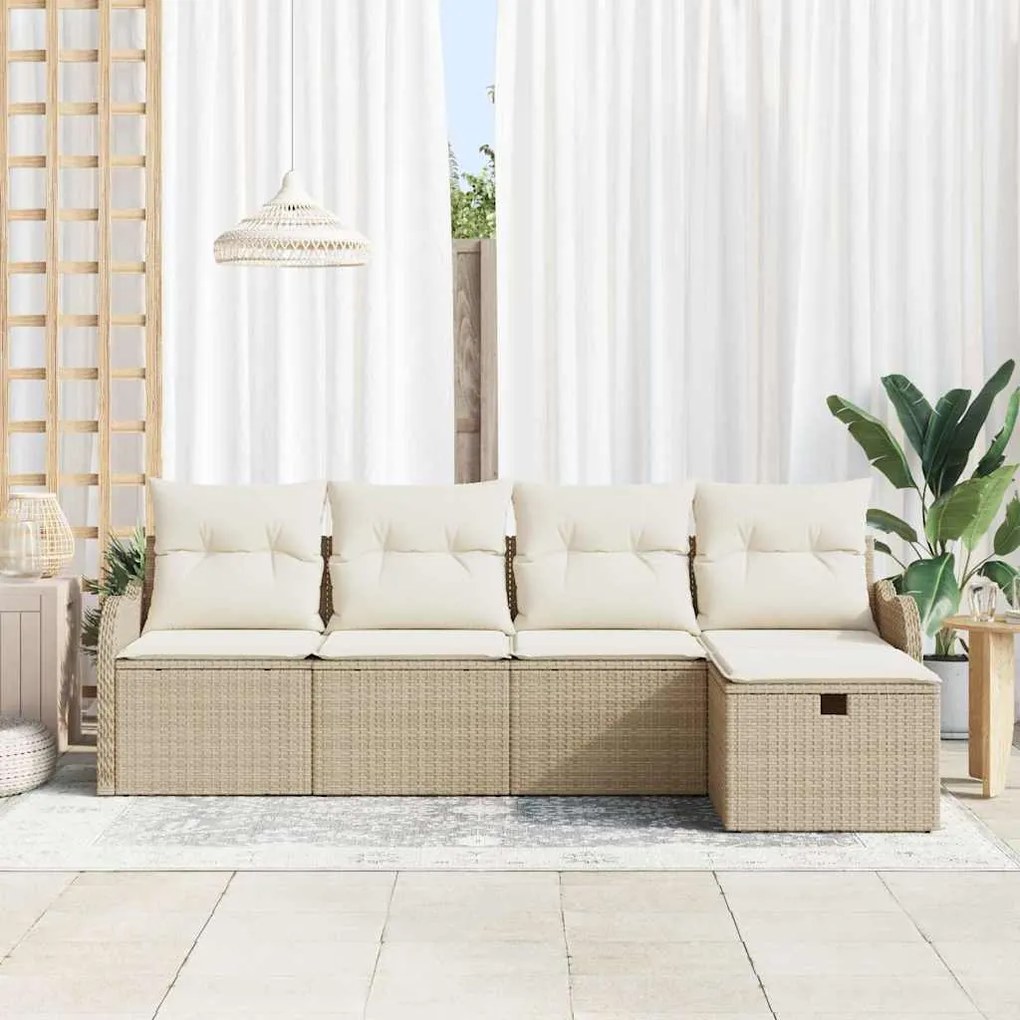 vidaXL Σετ Καναπέ Κήπου 5 pcs μπεζ και κρεμ 231 x 117 x 85 εκ
