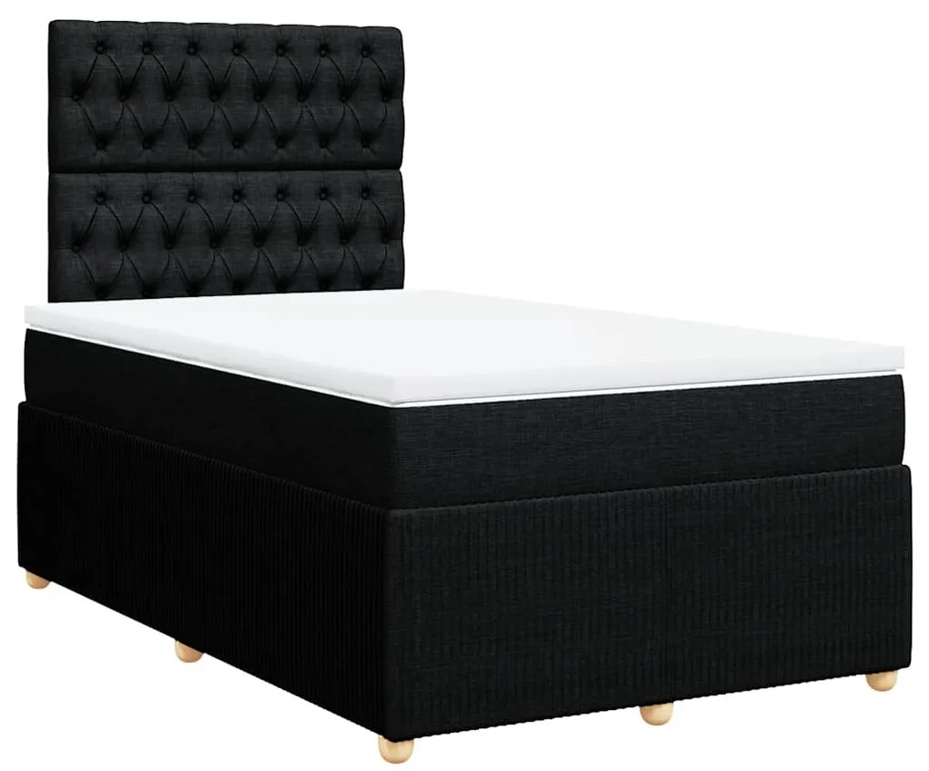 vidaXL Κρεβάτι Boxspring με Στρώμα Μαύρο 120x190 εκ. Υφασμάτινο