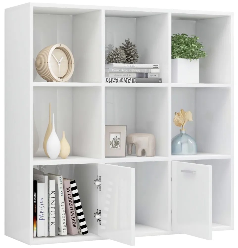 vidaXL Βιβλιοθήκη Γυαλιστερό Λευκό 98 x 30 x 98 εκ. από Επεξ. Ξύλο