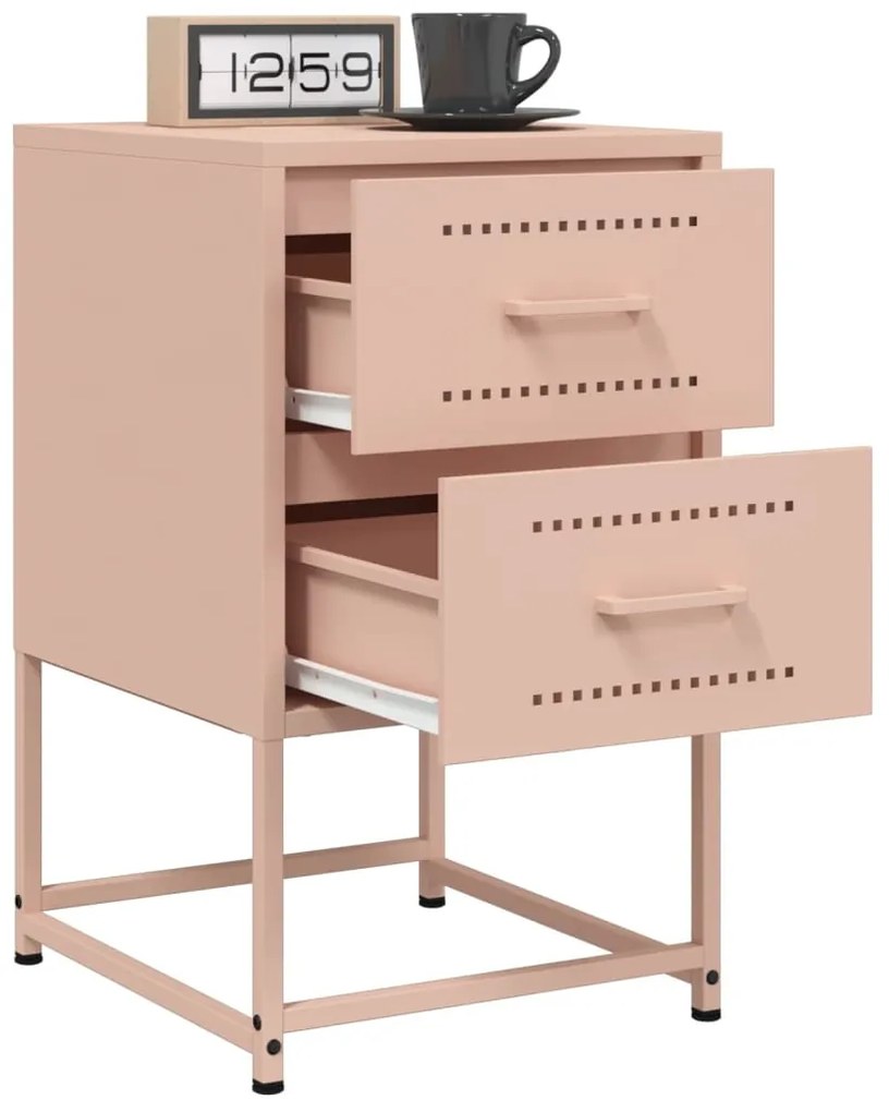 vidaXL Κομοδίνο Ροζ 36x39x60,5 εκ. από Χάλυβα