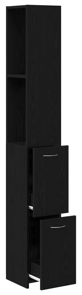 vidaXL Ντουλάπα Μπάνιου Μαύρη Δρυς 25x25x170 εκ από Επεξεργασμένο Ξύλο