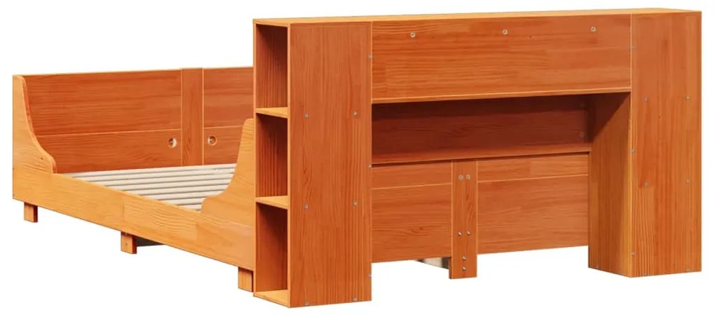 Σκελετός Κρεβ. Χωρίς Στρώμα Καφέ Κεριού 120x200 εκ Μασίφ Πεύκο - Καφέ