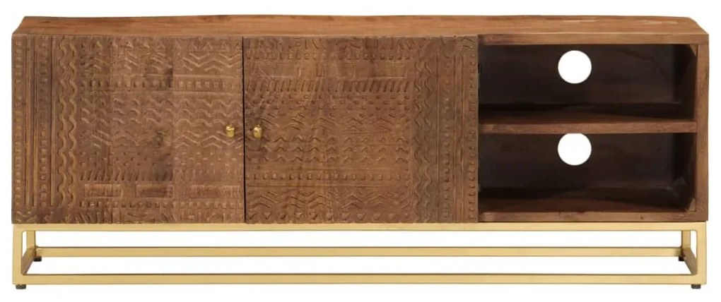 vidaXL Έπιπλο Τηλεόρασης 110 x 30 x 40 εκ. Μασίφ Ξύλο Μάνγκο &amp; Σίδηρος