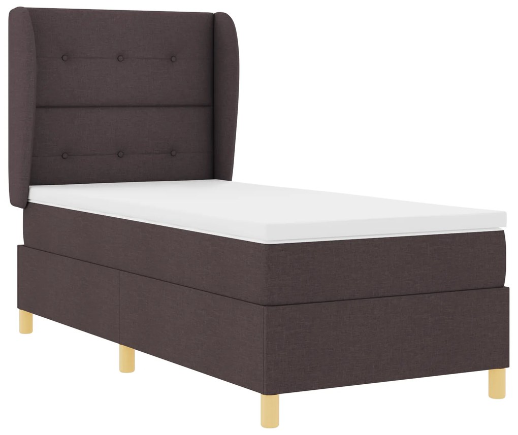 vidaXL Κρεβάτι Box Spring με Στρώμα Σκούρο Καφέ 90x200 εκ Υφασμάτινο