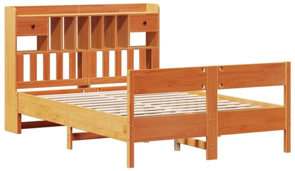 vidaXL Κρεβάτι Βιβλιοθήκη Χωρίς Στρώμα 150x200 εκ Μασίφ Ξύλο Πεύκου
