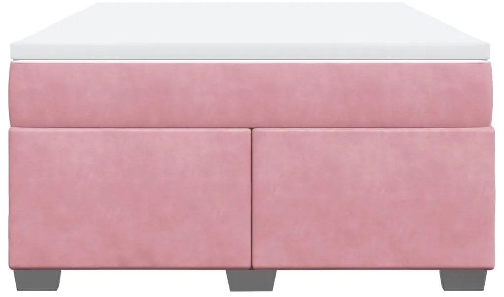 vidaXL Κρεβάτι Boxspring με Στρώμα Ροζ 160x200 εκ. Βελούδινο