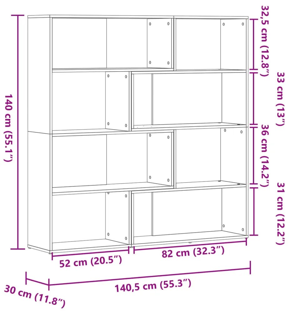 ΒΙΒΛΙΟΘΗΚΗ ΓΩΝΙΑΚΗ 4 ΕΠ. ΚΑΦΕ ΔΡΥΣ 85X85X140 ΕΚ ΕΠΕΞ. ΞΥΛΟ 3307816