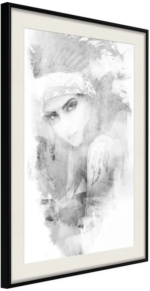 Αφίσα - Mysterious Look (Grey) - 20x30 - Μαύρο - Με πασπαρτού