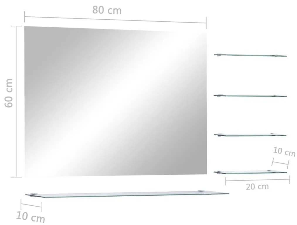 Καθρέφτης Τοίχου Ασημί 80 x 60 εκ. με 5 Ράφια - Ασήμι