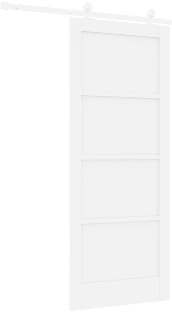 vidaXL Συρόμενη Πόρτα με Σετ Υλικών Λευκή 83x202 εκ. Συμπαγές Ξύλο Πεύκου