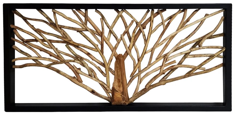 Artekko Solida Ξύλινο Διακοσμητικό Τοίχου σε Φυσική Απόχρωση και Μαύρο Πλαίσιο (120x60x6)cm Artekko 730-3247