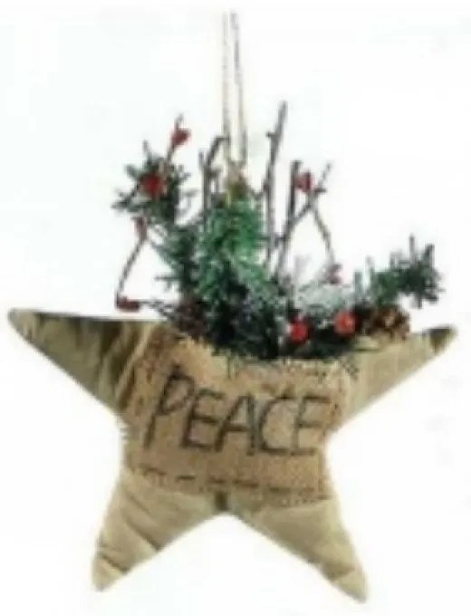 A&amp;G Κρεμαστό Στολίδι Υφασμάτινο 'Peace' 25cm Αστέρι Μπεζ 9763221