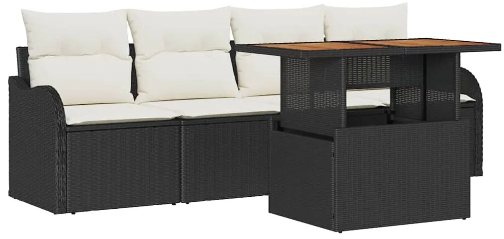 vidaXL Σετ Καναπέ Κήπου 5 pcs Μαύρο και κρεμ 100 x 55 x 73 εκ