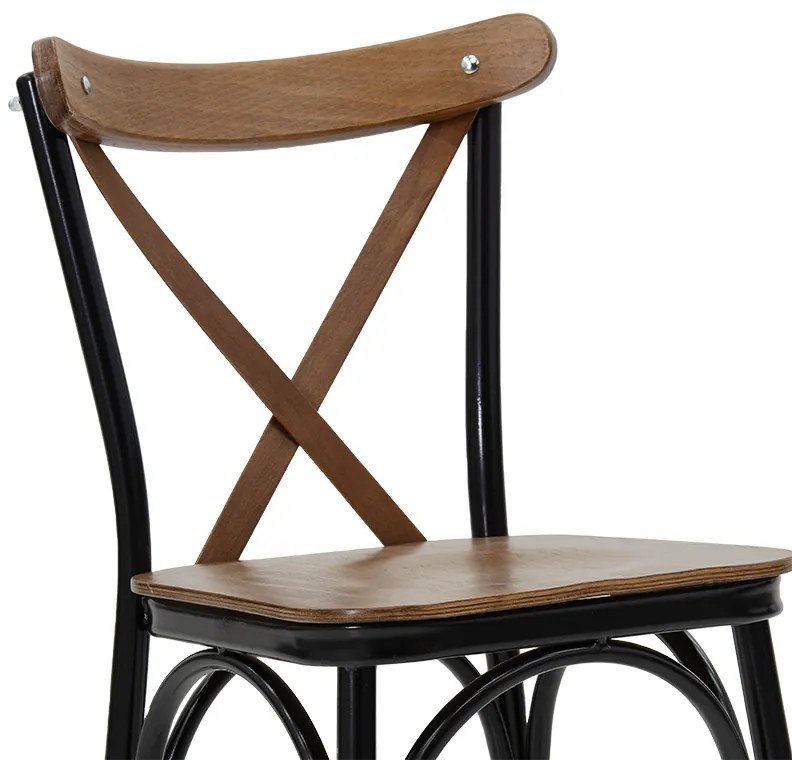 Καρέκλα Alora pakoworld ξύλο καρυδί-μαύρο πόδι - Ξύλο - 190-000019