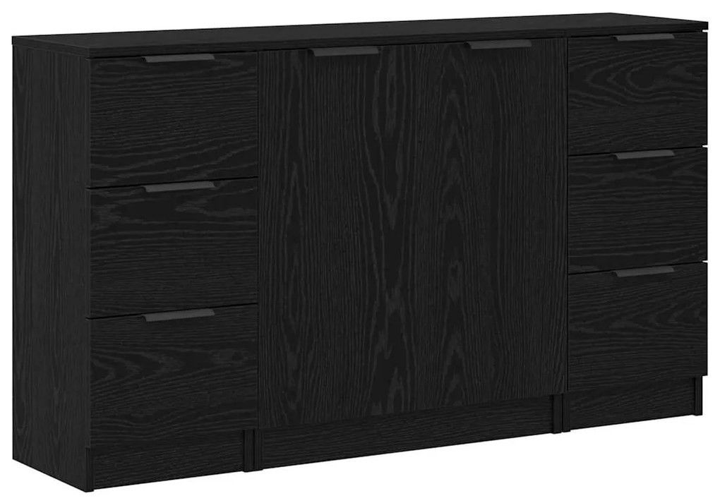 vidaXL Πλαϊνό γραφείο με συρτάρι 3 pcs Μαύρη δρυς 121 x 30 x 70 εκ.