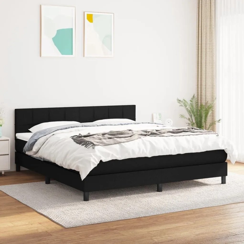 ΚΡΕΒΑΤΙ BOXSPRING ΜΕ ΣΤΡΩΜΑ ΜΑΥΡΟ 160X200 ΕΚ. ΥΦΑΣΜΑΤΙΝΟ 3140067