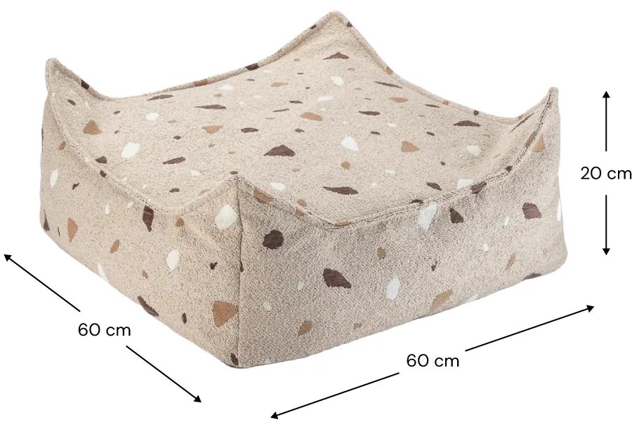Terrazzo Πουφ Σκαμπο Υφασμα Μπουκλε / Σενιλ Μπεζ