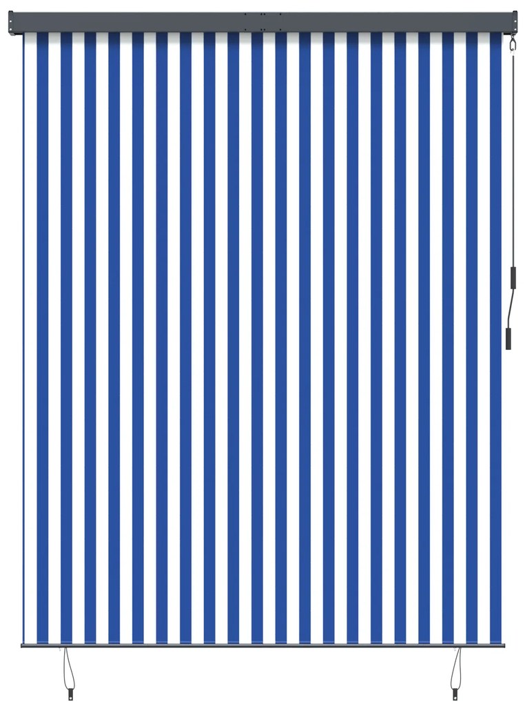 vidaXL Εξωτερικό ρολό Striped Μπλε και λευκό 200 x 250 εκ. ύφασμα
