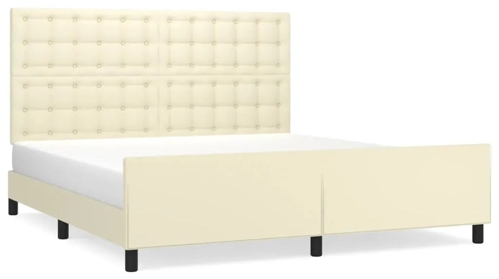 vidaXL Πλαίσιο Κρεβατιού με Κεφαλάρι Κρεμ 180x200 εκ. Συνθετικό Δέρμα