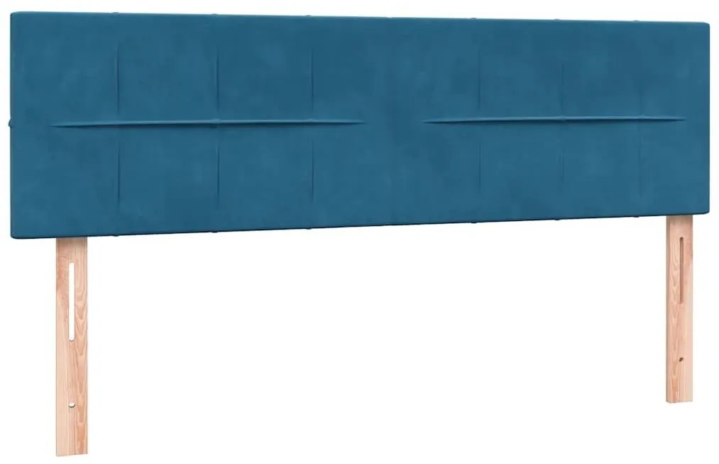 Box Spring κρεβάτι με στρώμα σκούρο μπλε 140x220 cm Βελούδινο - Μπλε