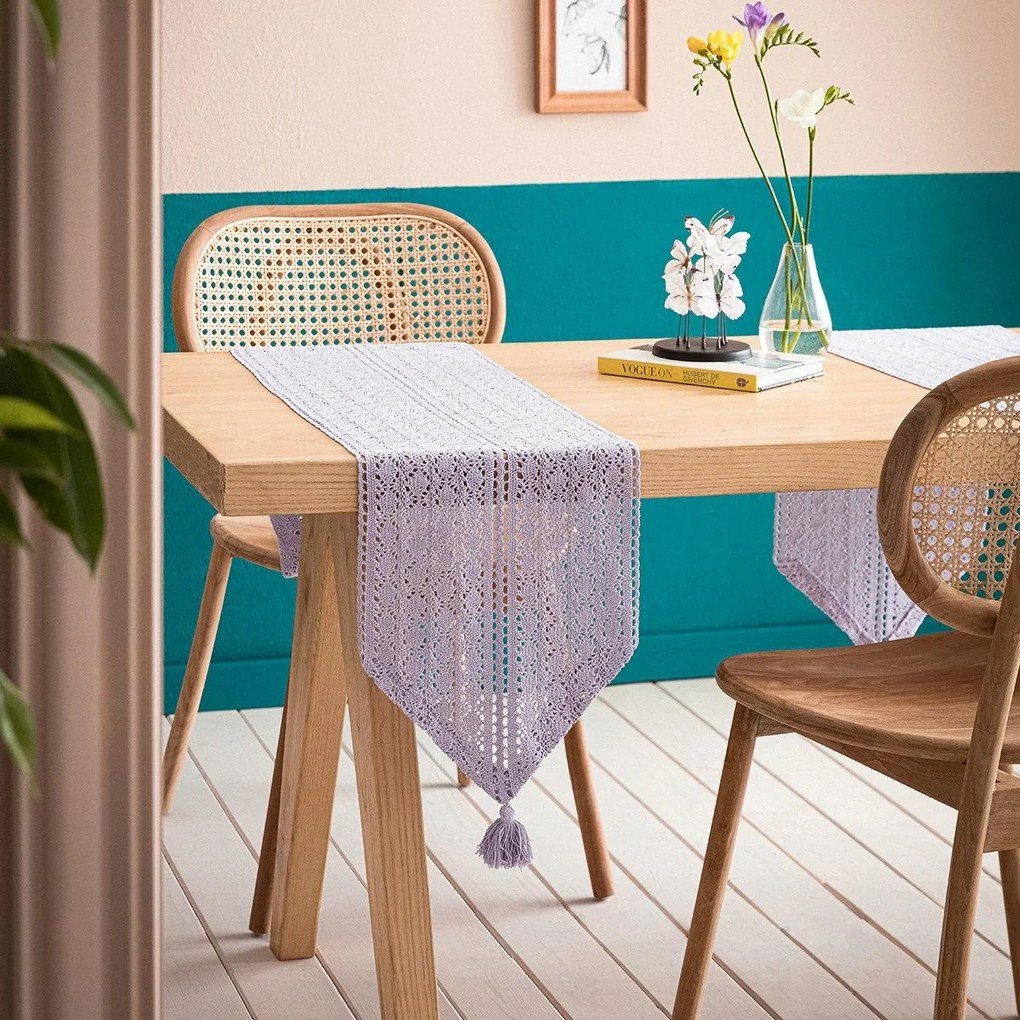 Τραβέρσα Chrochet 019/ 19 32x160cm Violet Gofis Home 32Χ160 100% Βαμβάκι
