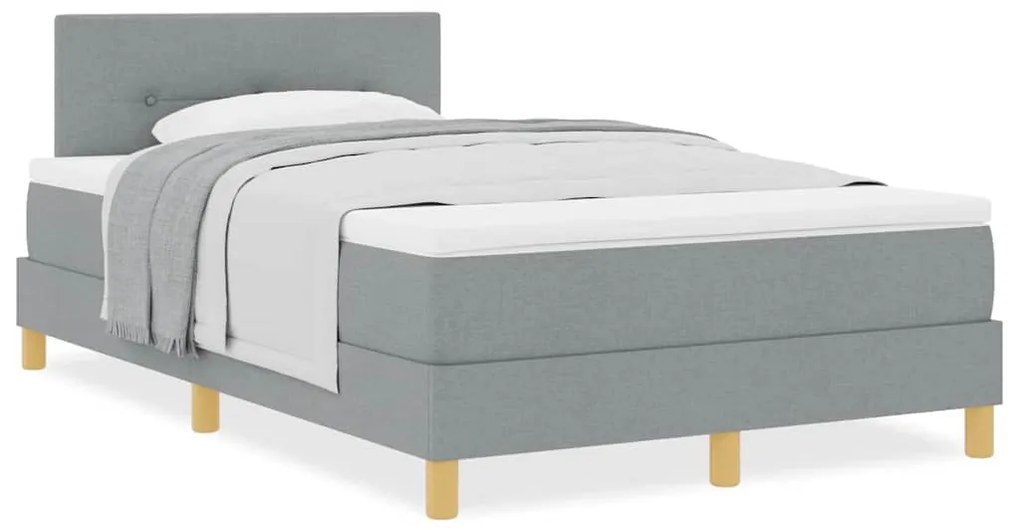 vidaXL Κρεβάτι box spring με στρώμα Ανοιχτό γκρι 120 x 200 cm ύφασμα