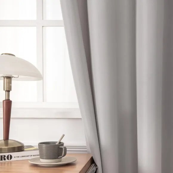 Beauty Home Κουρτίνα μεσαίας σκίασης με 8 μεταλλικούς κρίκους Effect Art 8443 140x270 Ασημί