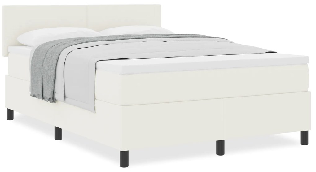 vidaXL Κρεβάτι Box Spring με Στρώμα Κρέμα 160x200 cm Ύφασμα βελούδου