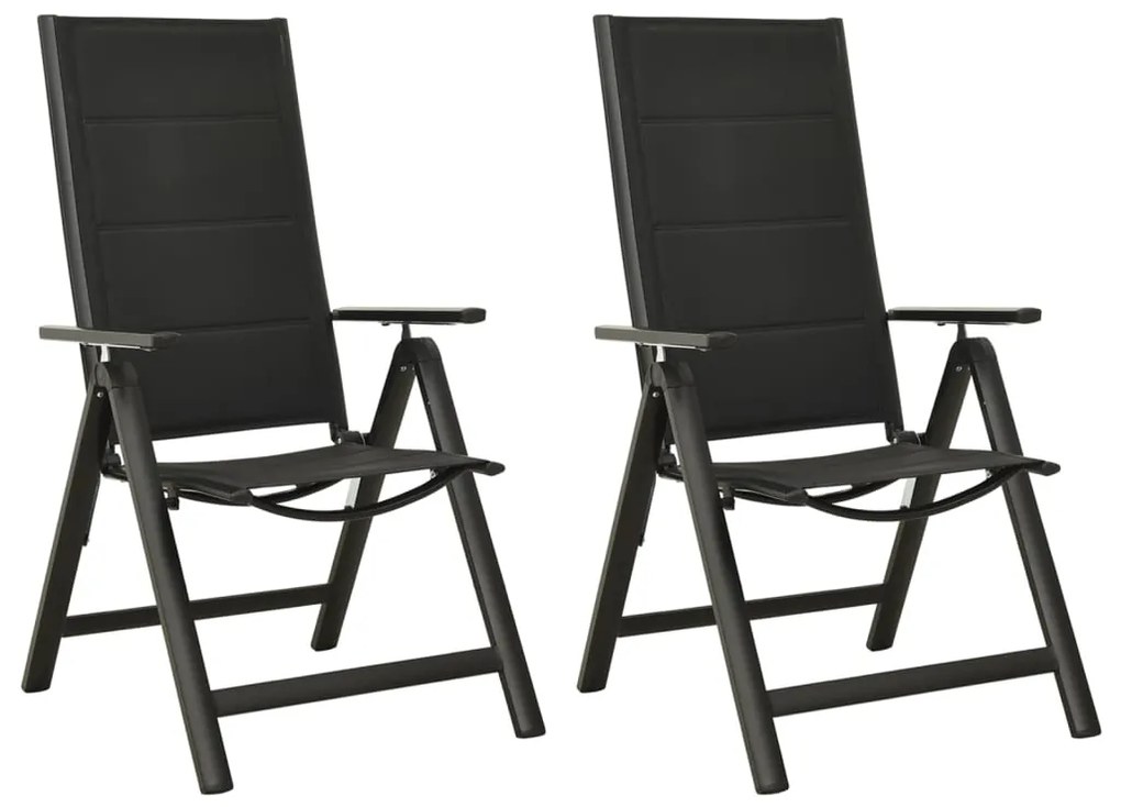 Καρέκλες Κήπου Πτυσσόμενες 2 τεμ. Μαύρες Textilene / Αλουμίνιο