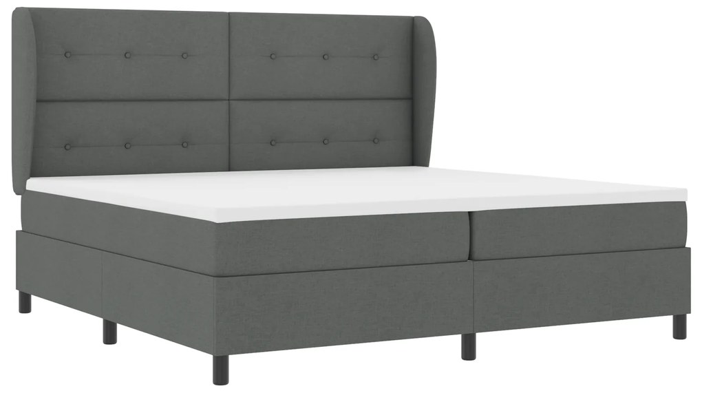 vidaXL Κρεβάτι Box Spring με Στρώμα σε Σκούρο Γκρι, 200x200 εκ. Ύφασμα