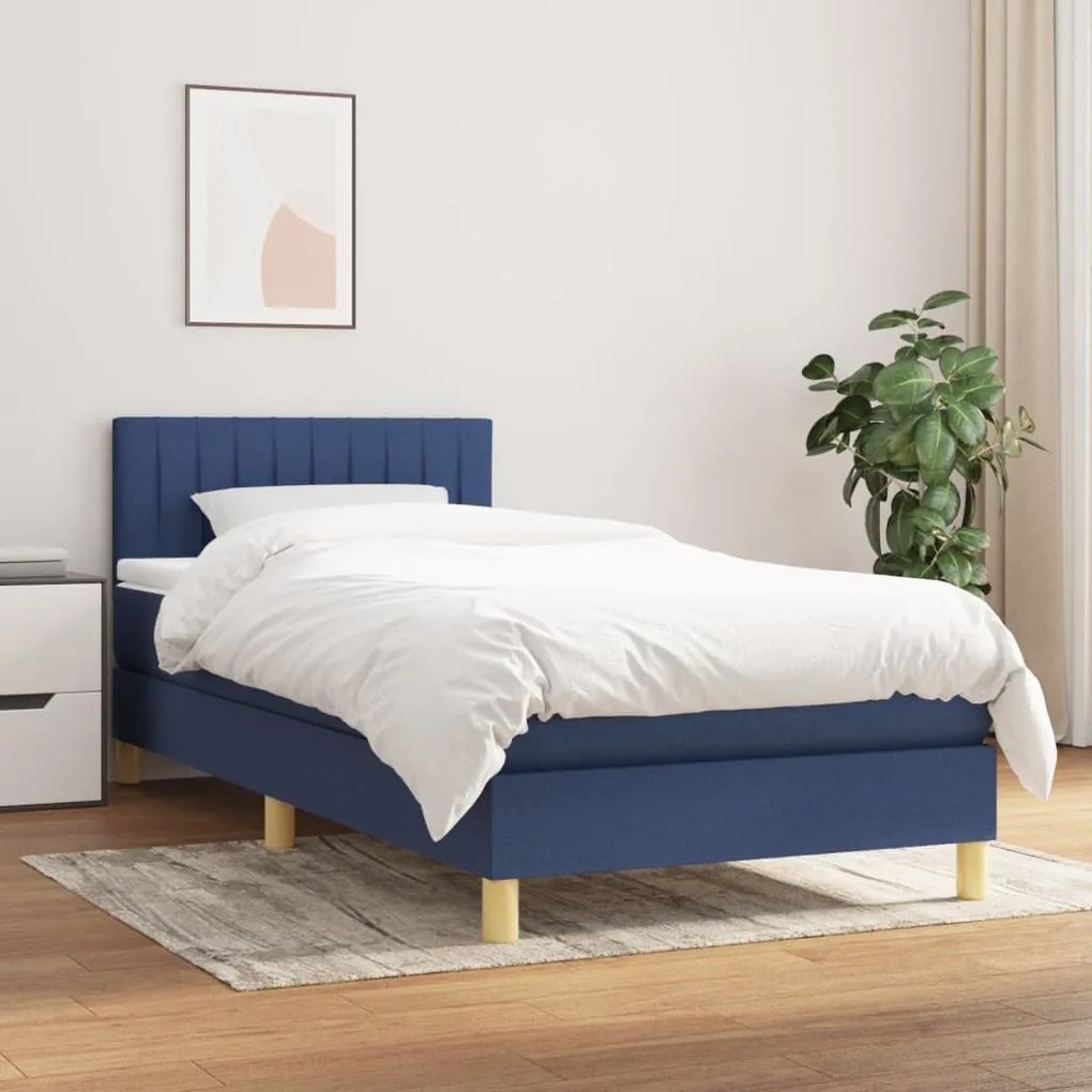 ΚΡΕΒΑΤΙ BOXSPRING ΜΕ ΣΤΡΩΜΑ ΜΠΛΕ 80X200 ΕΚ. ΥΦΑΣΜΑΤΙΝΟ 3140735