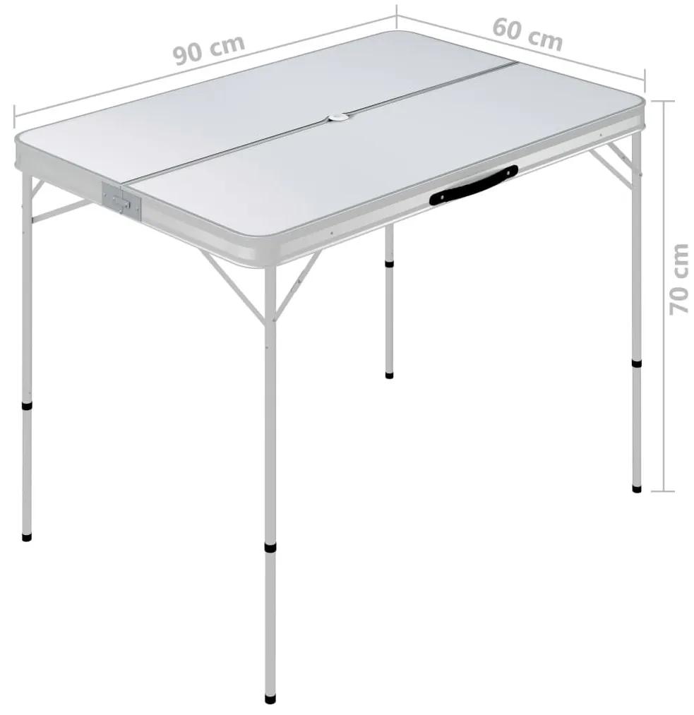 Τραπέζι Κάμπινγκ Πτυσσόμενο με 2 Πάγκους Λευκό Αλουμινίου - Λευκό