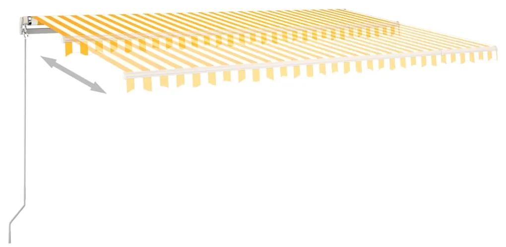 vidaXL Τέντα Αυτόματη με LED & Αισθητήρα Ανέμου Κίτρινο/Λευκό 5x3,5 μ.