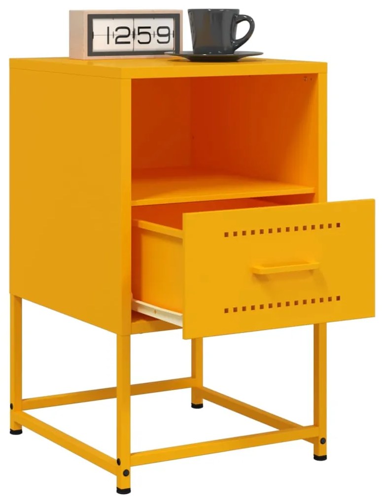 vidaXL Κομοδίνα 2 τεμ. Μουσταρδί 36x39x60,5 εκ. από Χάλυβα