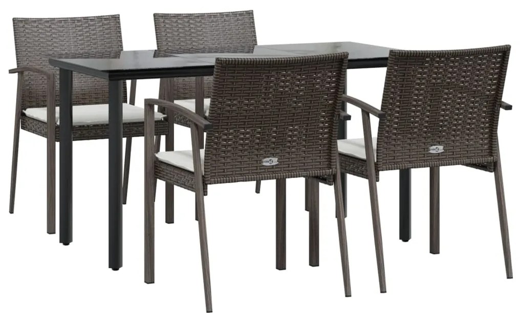 vidaXL Σετ Τραπεζαρίας Κήπου 5 τεμ. Συνθ. Ρατάν / Ατσάλι με Μαξιλάρια