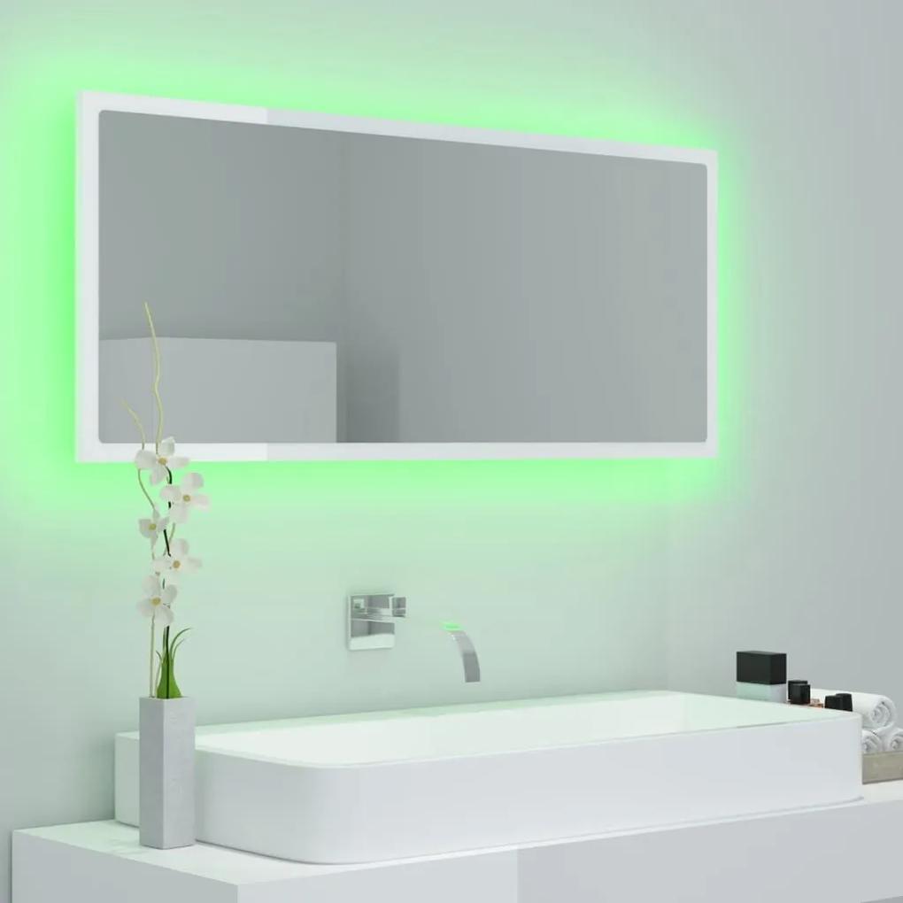 Καθρέφτης Μπάνιου με LED Γυαλ. Λευκό 100x8,5x37εκ. Ακρυλικός - Λευκό