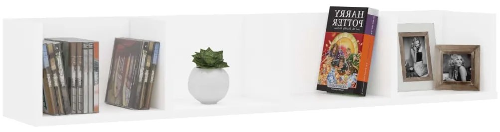 vidaXL Ράφι Τοίχου για CD Λευκό 100 x 18 x 18 εκ. από Επεξ. Ξύλο
