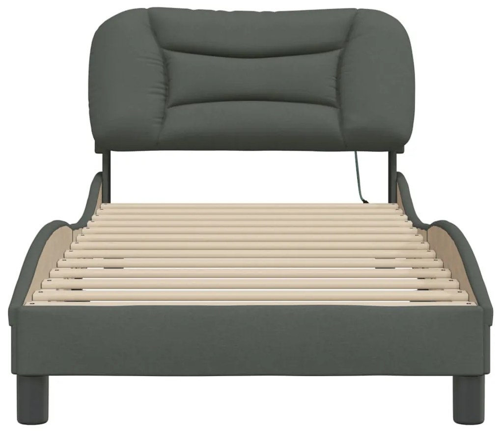 vidaXL Σκελετός Κρεβατιού με LED Χωρίς Στρώμα Hvar Σκ. Γκρι 90x190 εκ.