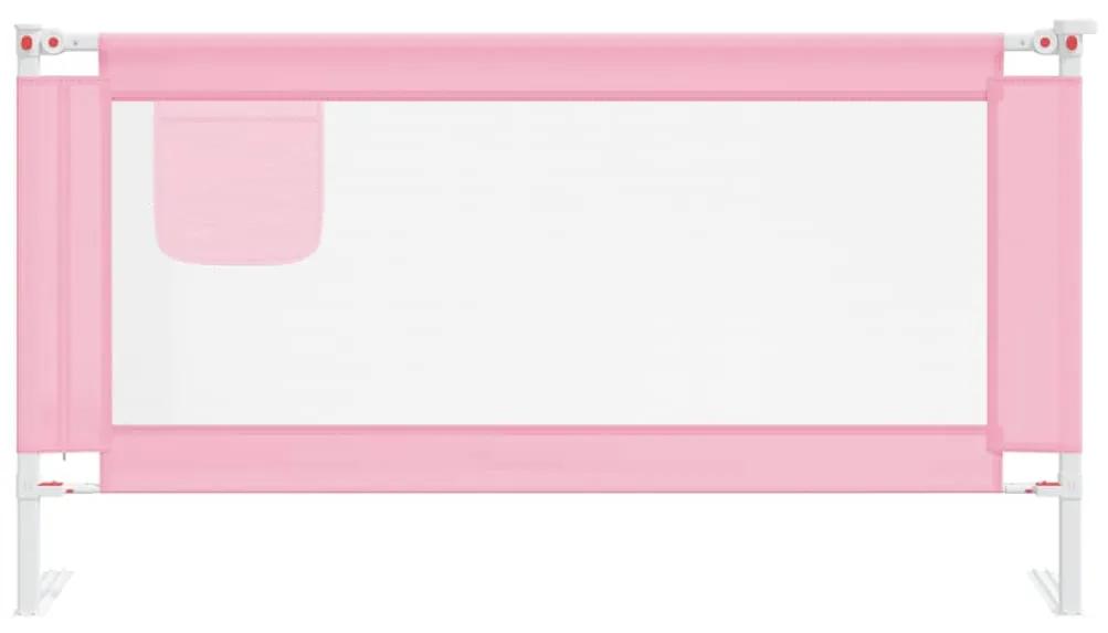 vidaXL Μπάρα Κρεβατιού Προστατευτική Ροζ 160 x 25 εκ. Υφασμάτινη