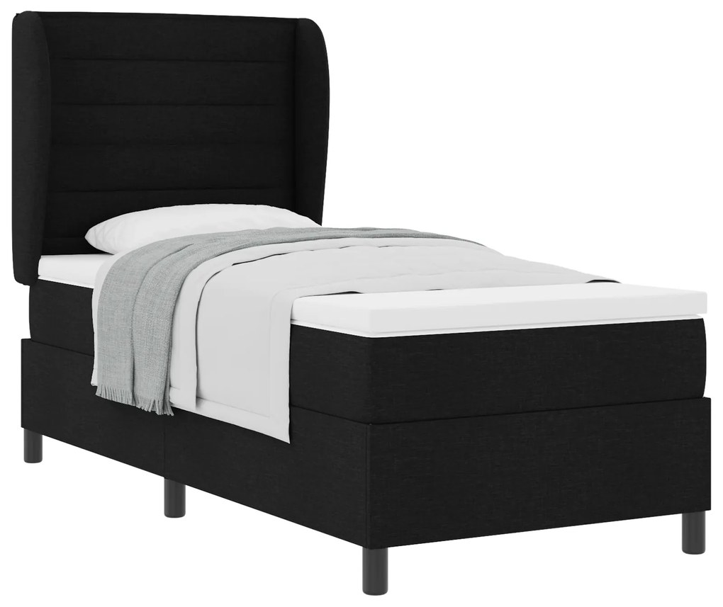 vidaXL Βάση Κρεβατιού με Στρώμα Μαύρο 80x200 cm - Ύφασμα
