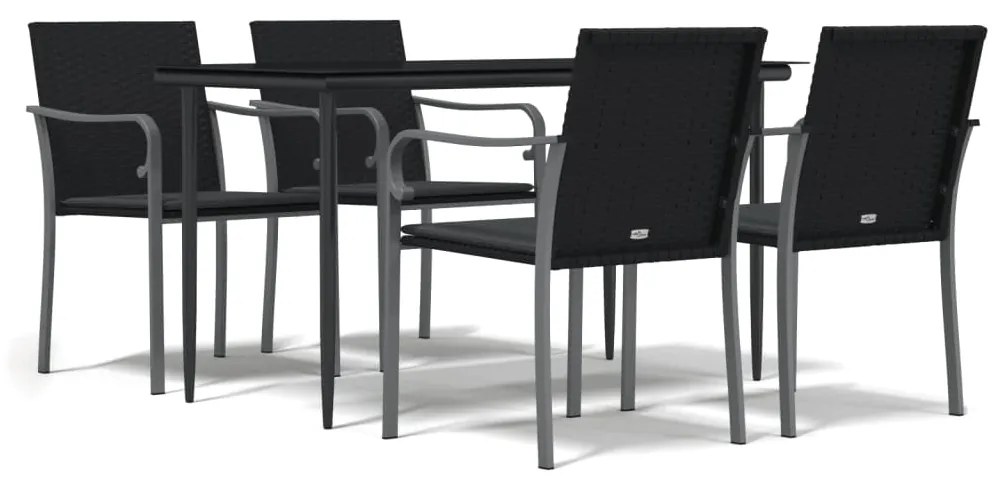 vidaXL Σετ Τραπεζαρίας Κήπου 5 τεμ. Συνθ. Ρατάν / Ατσάλι με Μαξιλάρια
