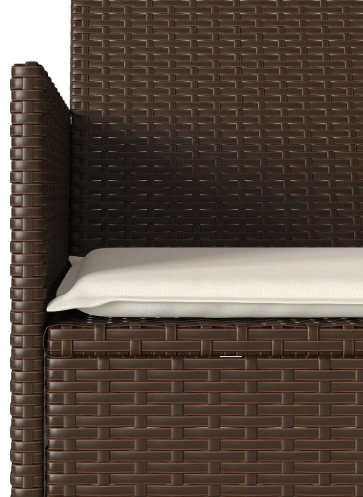 vidaXL Καναπές Κήπου Διθέσιος Καφέ Συνθ. Ρατάν με Τραπέζι/Μαξιλάρια