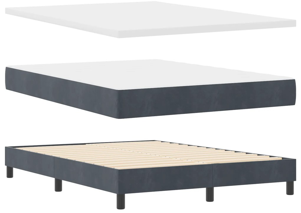 vidaXL Κρεβάτι Box Spring με Στρώμα Σκούρο Γκρι 160x200 εκ Βελούδο