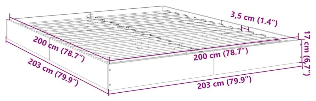 Πλαίσιο Κρεβατιού Χωρ. Στρώμα Sonoma Δρυς 200x200 εκ. Επ. Ξύλο - Καφέ