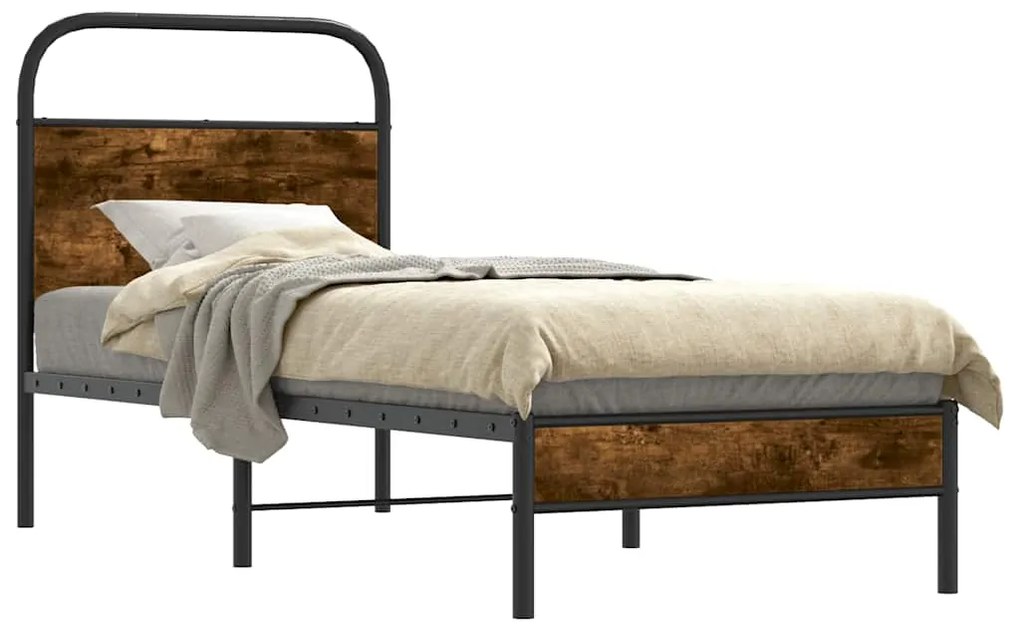 Πλαίσιο Κρεβατιού Χωρ. Στρώμα Καπνιστή Δρυς 75x190εκ Επεξ. Ξύλο