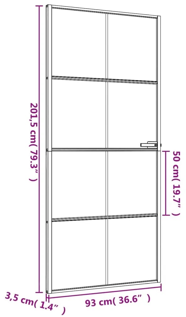 ΕΣΩΤΕΡΙΚΗ ΠΟΡΤΑ ΜΑΥΡΗ 93 X 201,5 ΕΚ. ΨΗΜΕΝΟ ΓΥΑΛΙ &amp; ΑΛΟΥΜΙΝΙΟ 155128