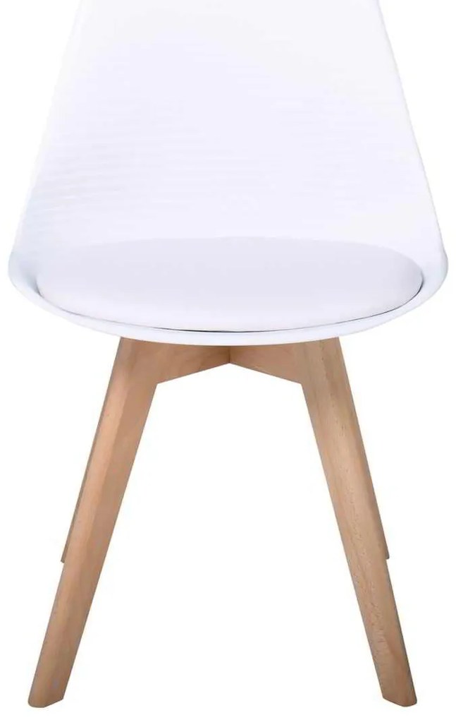 Καρέκλα MARTIN STRIPE Ξύλινο πόδι / PP Άσπρο 49x56x82cm (Σετ 4 ΤΕΜ)