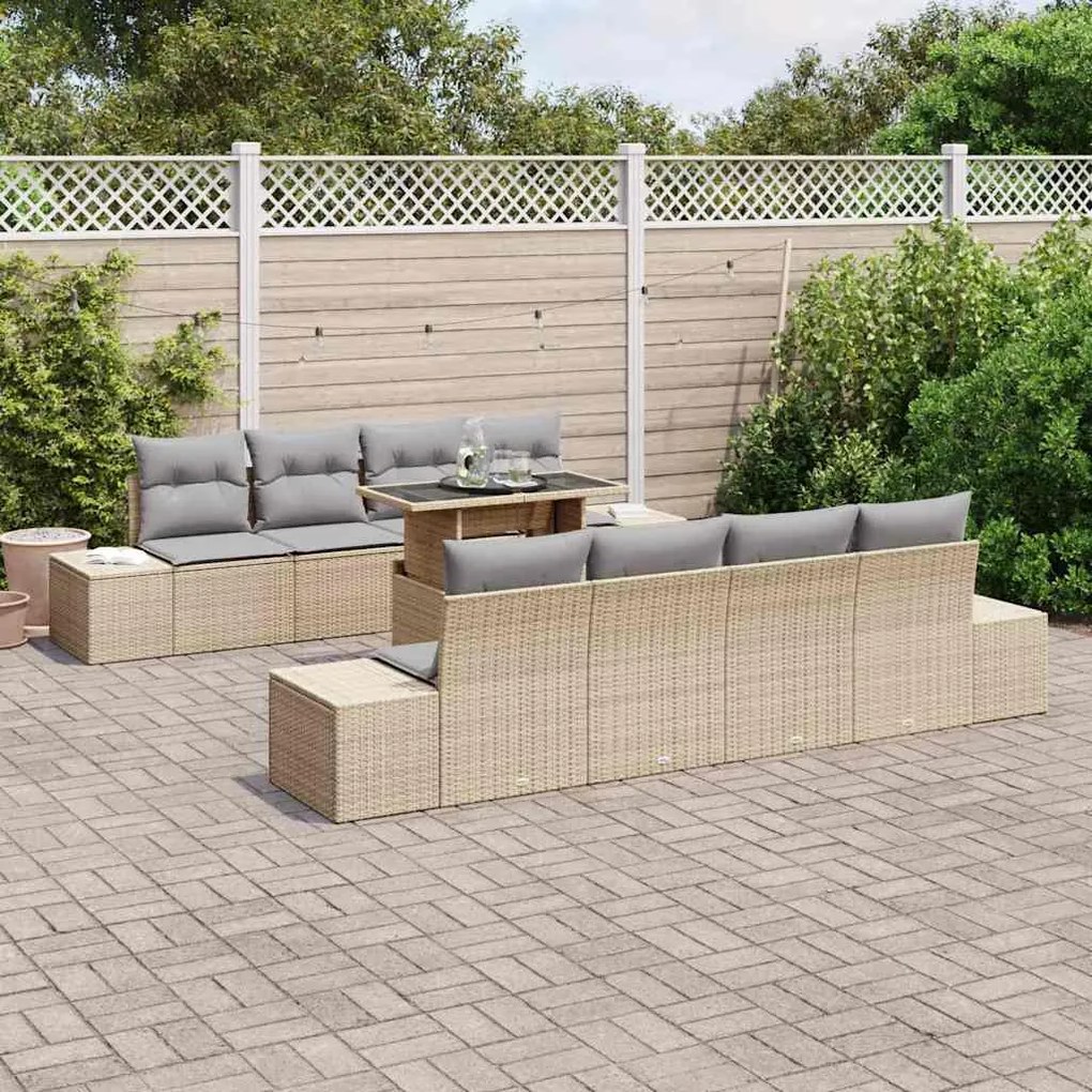 vidaXL Σετ Καναπέ Κήπου 7 pcs μπεζ και ανοιχτό γκρι 100 x 55 x 73 εκ