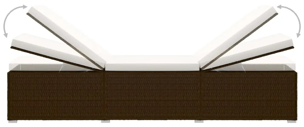 vidaXL Ξαπλώστρα Καφέ από Συνθετικό Ρατάν με Μαξιλάρι &amp; Τραπεζάκι